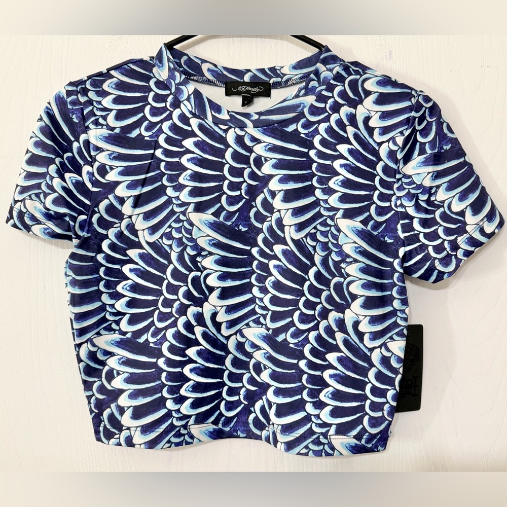 Ed Hardy Wing Feather Print Crop Top